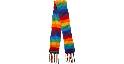 Pure Wool Hand Knitted Bohemian Rainbow Scarf Scarf Shawls