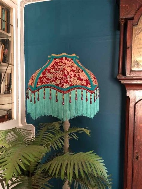 Victorian Lampshade Red French Lace Downton Abbey Shade Floor