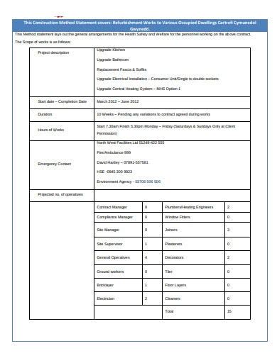 12 Free Construction Method Statement Templates In Pdf