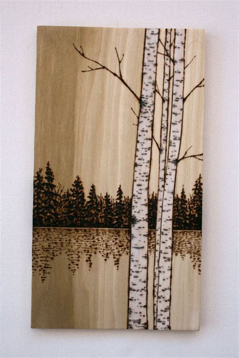 Maybe you would like to learn more about one of these? Birch Trees Art on Wood Wood burning by TwigsandBlossoms ...