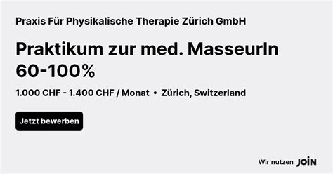 Praxis Für Physikalische Therapie Zürich Zürich Praktikum Zur Med Masseurin 60 100