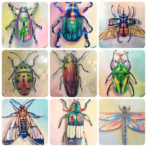 Collection Of My Insect Paintings Acrylic On Wood Art