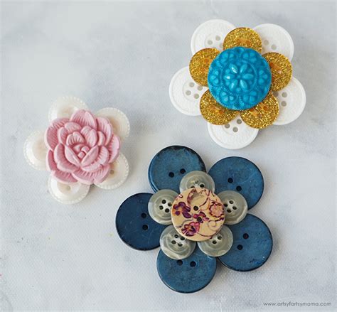Button Flower Pins Artsy Fartsy Mama
