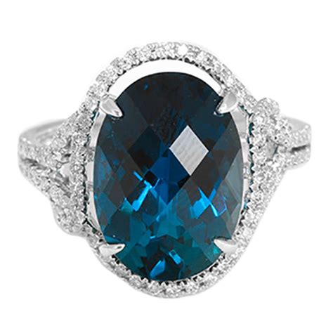 Stunning London Blue Topaz Diamond Gold Ring At 1stdibs