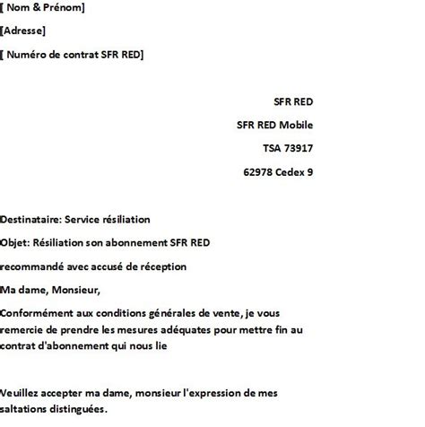 Modele lettre gratuit a envoyer à votre operateur pour resilier abonnement telephone portable. modele lettre resiliation abonnement sfr - Modele de ...