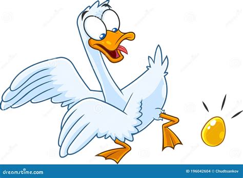 Goose Cartoon Character With Golden Egg Stock Vector Illustration Of
