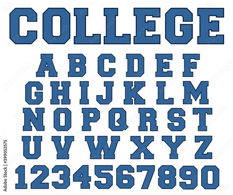 Plakat College Font Vector Blue Color 2 Layers Varsity Classic Font