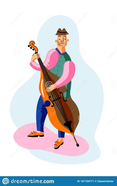 Double Bass Player Cartoon Character Stock Vector Illustration Of