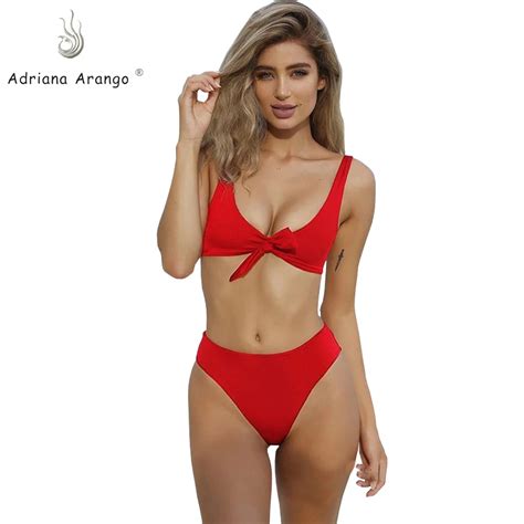 Adriana Arango 2019 Swimwear Summer Women Solid Bikini Set Push Up Swimsuit High Cut Bikini