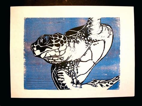 Turtle Reduction Wood Block Print Via Etsy Printmaking