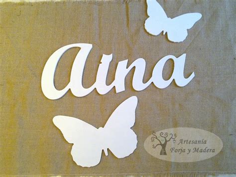 Nombre Decorativo en Madera para Bebes: Aina - Artesanía Forja y Madera
