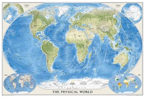 World Physical Laminated Wall Maps World National Geographic