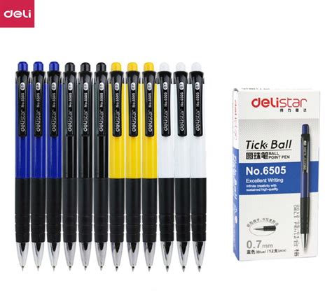12 Pcs Deli Retractable Ballpoint Pen Comfortable Writing Ball Pen Fine