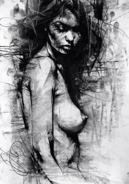 Nude Female Original Drawing Charcoal Urban Fine Art Naked Women No