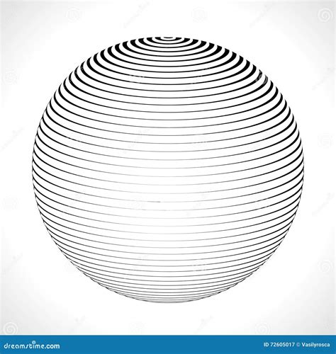 Abstract 3d Sphere With Stripes Lines Vector Illustration Stock