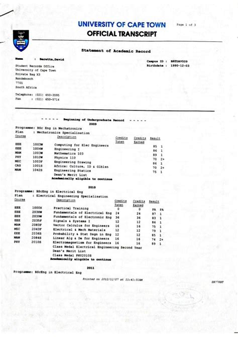 Official Transcript 2012