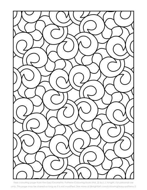 Free Simple Pattern Printable Colouring Page Lj Knight Art