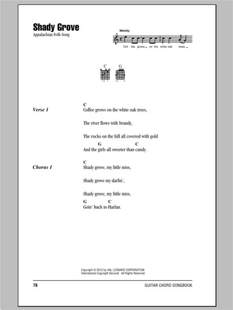 Appalachian Folk Song Shady Grove Sheet Music Notes Download