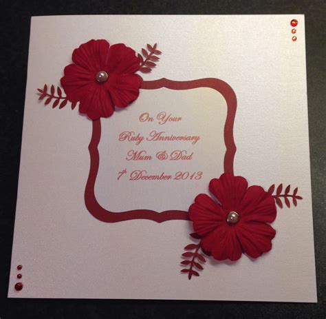 Handmade Ruby Wedding Anniversary Card Anniversary Card Messages