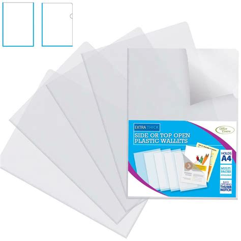 Officecentre L Or U Clear A4 Plastic Wallets Document Sleeve Folder