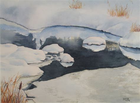 Winter Snow And Ice Paintings By Debbie Homewood Watercolor Painter