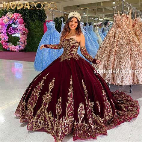 Burgundy And Gold Off The Shoulder Long Sleeved Quince Dress In 2021