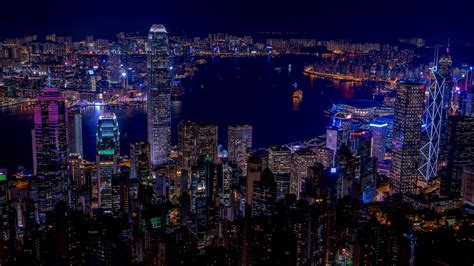 Fonds Décran Hong Kong Nuit En Ville Gratte Ciel Lumières Mer 640x1136 Iphone 55s5cse Image