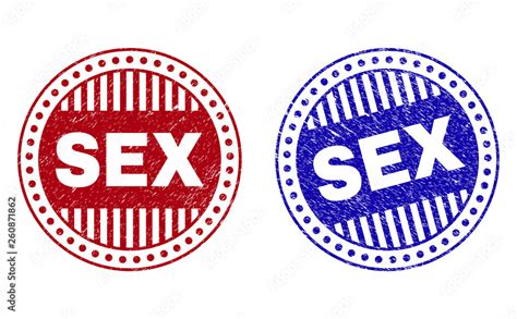 Grunge Sex Round Stamp Seals Isolated On A White Background Round
