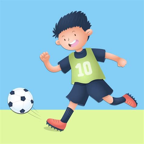 Premium Vector Boy Running And Playing Soccer Vector Character