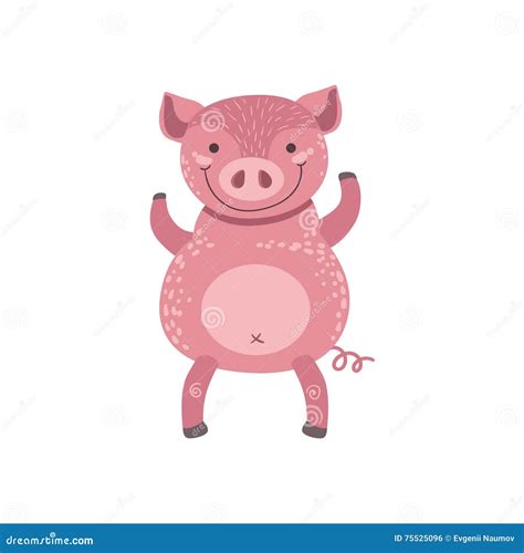 Pink Pig Standing On Two Legs Stock Vector Illustration Of Design
