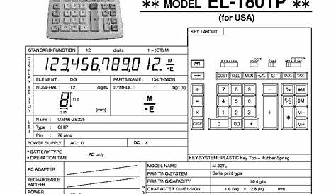 SHARP EL-1801P Service Manual download, schematics, eeprom, repair info