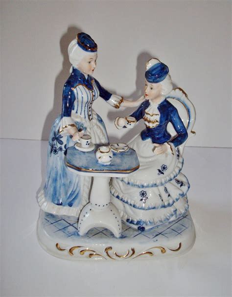 Vintage Porcelain Figurine Victorian Ladies Having By Nannasthings