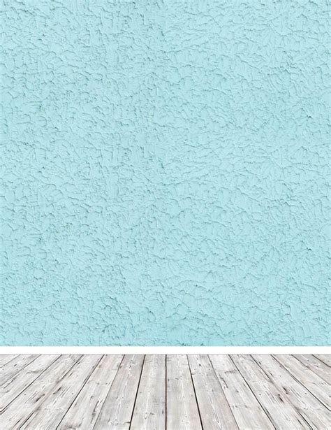 Texture Baby Blue Wall With Gray Wood Floor Backdrop For Photography