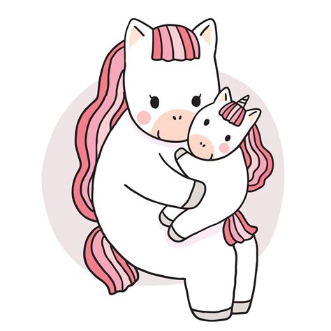 Hand draw cartoon cute mom and child unicorn hugging vector. 3216797 Vector Art at Vecteezy