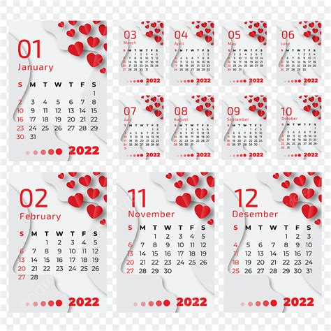 Calendar Concept Vector Art Png 2022 Calendar Heart Love Concept 2022