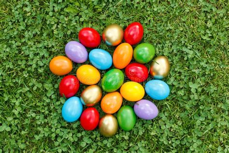 Colorful Easter Eggs In Grass Stock Photo Image Of Painted Eggs