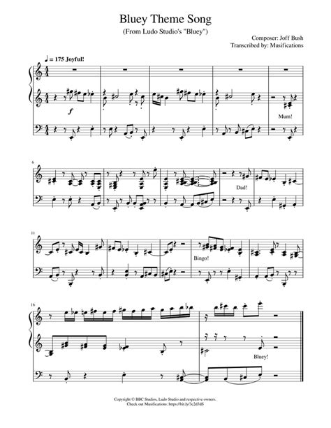 Abc Kids Bluey Theme Song Sheet Music For Piano Download Free In Pdf