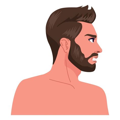 Bearded Naked Man Profile Vector Art At Vecteezy