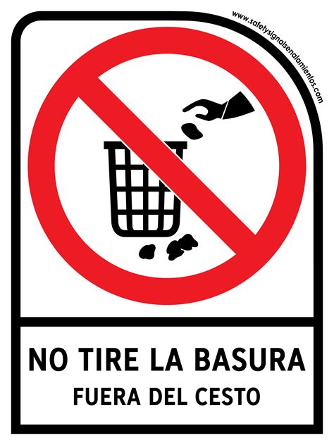 No Tire La Basura Fuera Del Cesto Con Leyenda Safetysignal