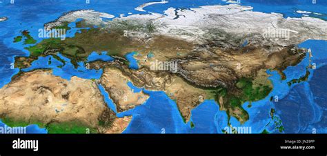 Map Of Eurasia Detailed Satellite View Of The Earth And Its Stock