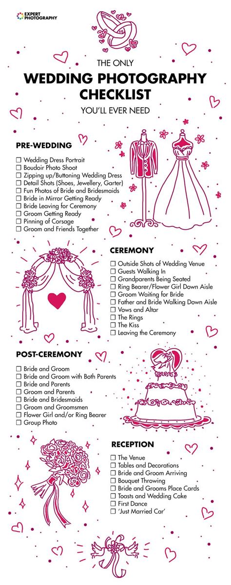 Wedding Photography Checklist Printable Checklist Shot List