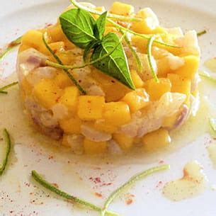 Tartare de daurade et mangue à lhuile de vanille