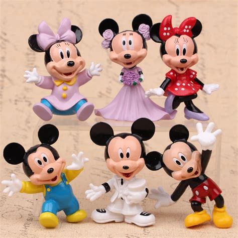 Disney 6pcs Lot Mickey Mouse Anime Figure Set Minnie Mouse Plastic Toys Pvc Action Figure Set