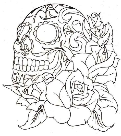 Skull And Roses Coloring Page : Coloring Sky