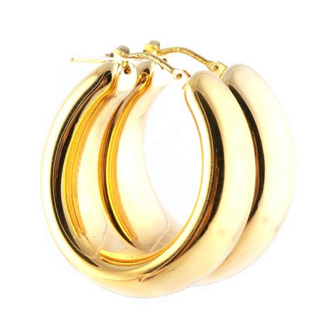 italian 14k yellow gold hollow hoop earrings by milor ebth