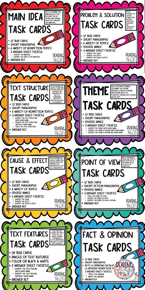 Task Card Bundle Task Cards Reading Task Cards Theme Task Cards