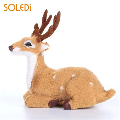 Simulation Elk Deer Xmas Elk Lying Deer Lawn Ornaments Plush Plastic