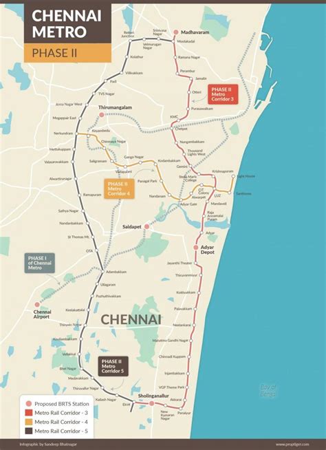 Travel time calculator » need to calculate the time it takes to get to a city? Chennai metro phase 2 map - Metro rail Chennai route map phase 2 (Tamil Nadu - India)