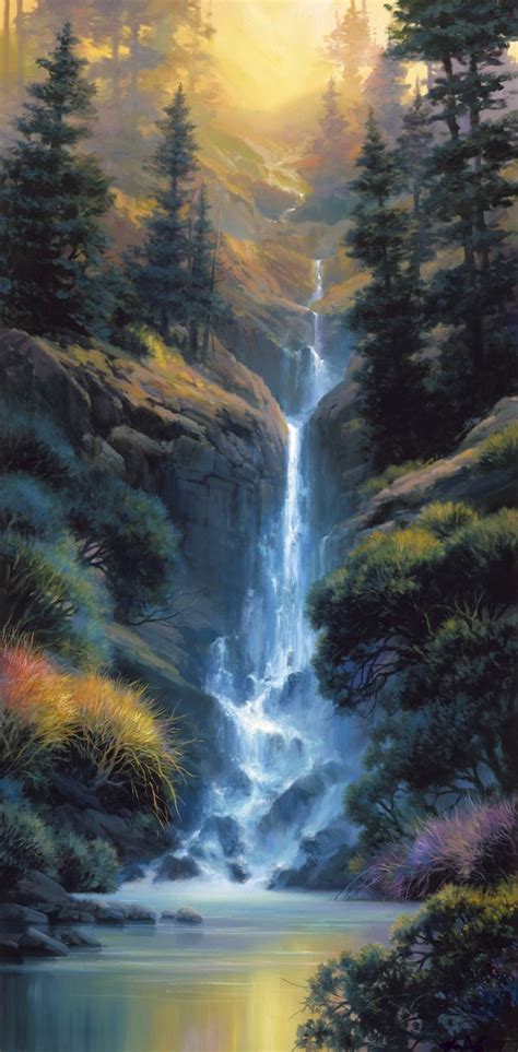 Art Charles Pabst Waterfall Paintings Landscape Paintings