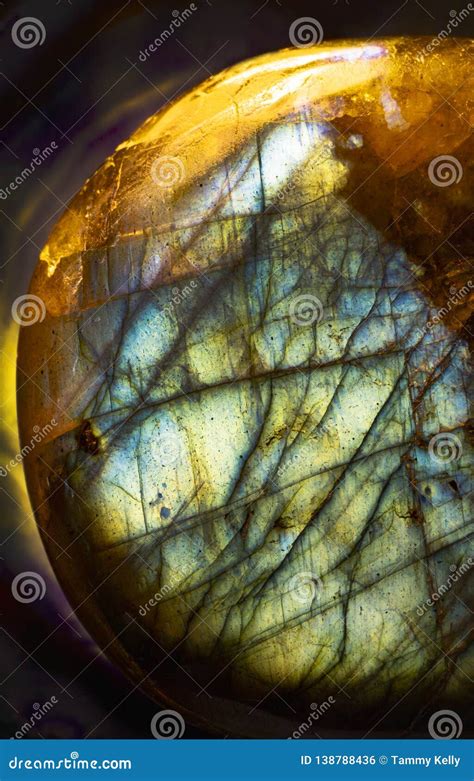 Macro Photo Of An Aqua Crystal Moonstone Labradorite Stone Stock Photo